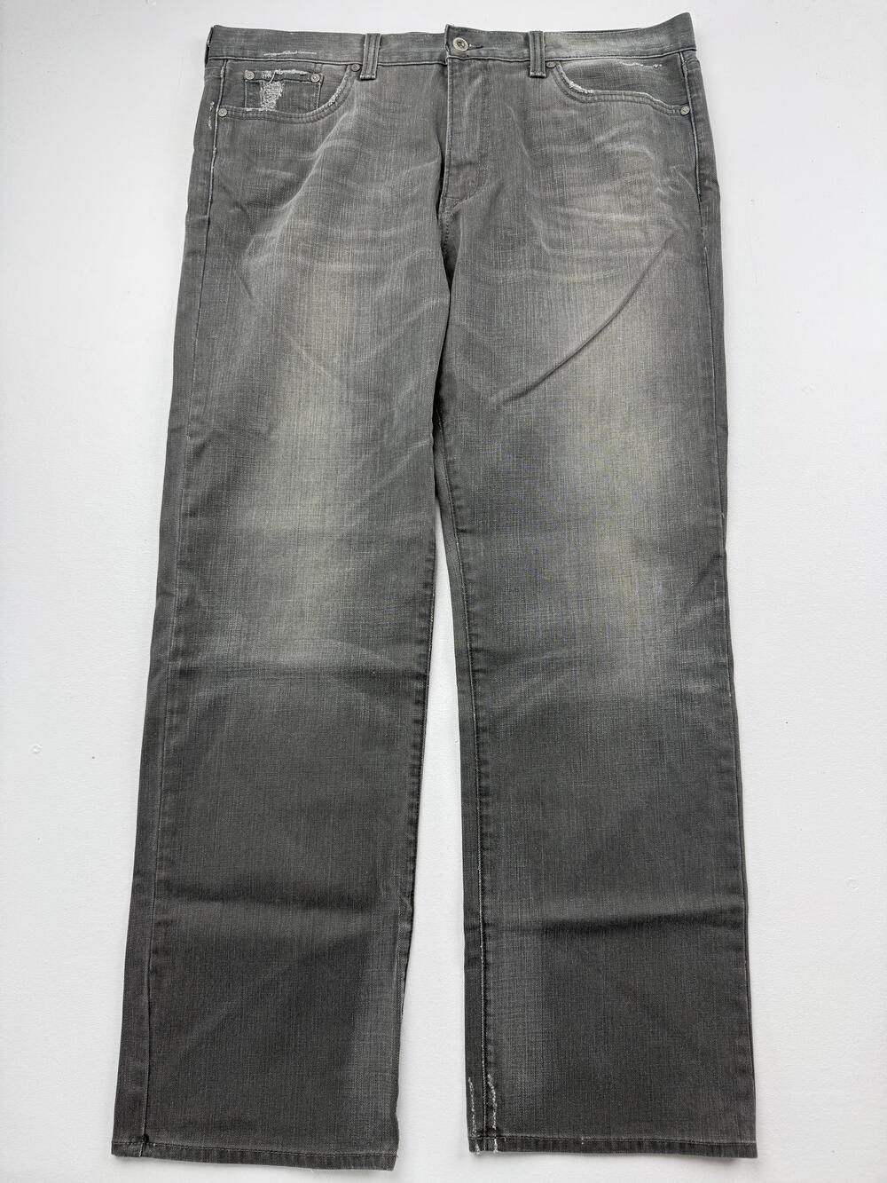 Lucky Brand Jeans Mens 38 Gray Med Wash Denim Regular Straight Distressed